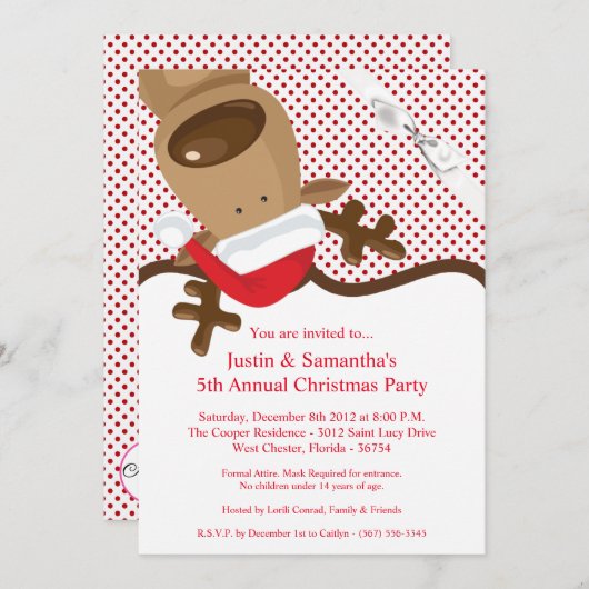 5x7 Reinder Noël Invitation XMAS P (Devant / Derrière)