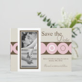 5x7 Retro Circle Foto Bewaar de datum aankondiging (Staand voorkant)