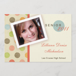 5x7 Retro Polka Dot Photo Faire-part principal