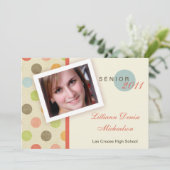 5x7 Retro Polka Dot Photo Faire-part principal (Debout devant)