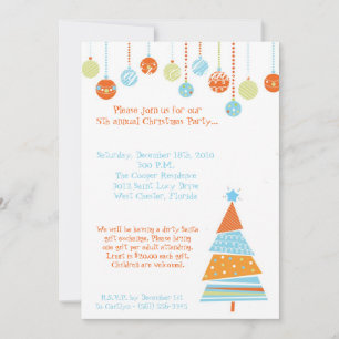 5x7 Retro XMAS Tree kerstfeest uitnodiging