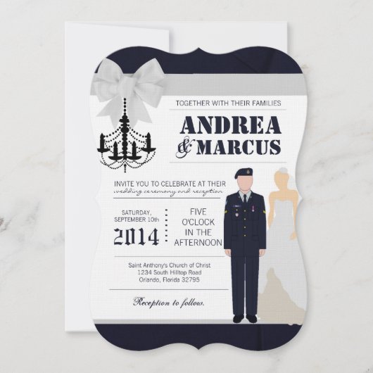 5x7 RMY Blues Bride Uniform Wedding Invitation Kaart (Voorkant)