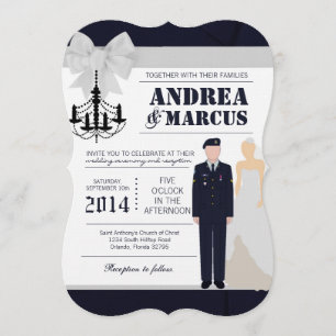5x7 RMY Blues Bride Uniform Wedding Invitation Kaart
