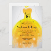 5x7 Robe Jaune Douce 16 Anniversaire Invitation (Devant / Derrière)