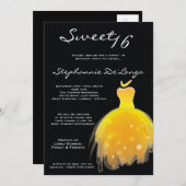 5x7 Robe Jaune Douce 16 Anniversaire Invitation (Devant / Derrière)