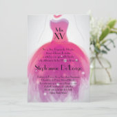 5x7 Robe rose Quinceanera Invitation Anniversaire (Debout devant)