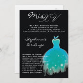5x7 Robe Turquoise Quinceanera Invitation Annivers (Devant / Derrière)