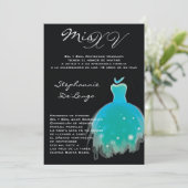 5x7 Robe Turquoise Quinceanera Invitation Annivers (Debout devant)