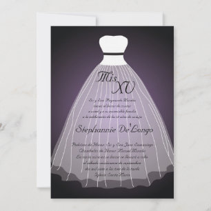 5x7 Robe violette Quinceanera Invitation Anniversa