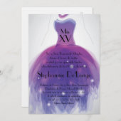 5x7 Robe violette Quinceanera Invitation Anniversa (Devant / Derrière)