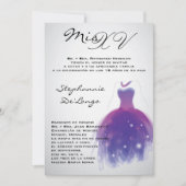 5x7 Robe violette Quinceanera Invitation d'anniver (Devant)