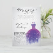 5x7 Robe violette Quinceanera Invitation d'anniver (Debout devant)