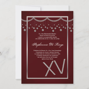 5x7 Rode Diamant Quinceanera Verjaardag Uitnodigin Kaart