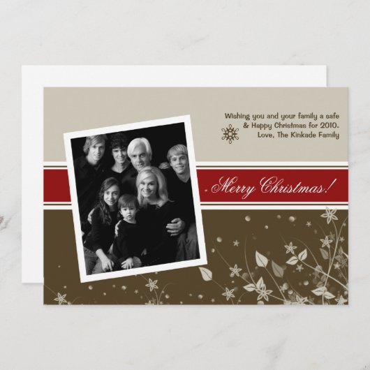 5x7 Rood Bruin Bloem Bloem FOTO Kerst Kaart (Voorkant / Achterkant)