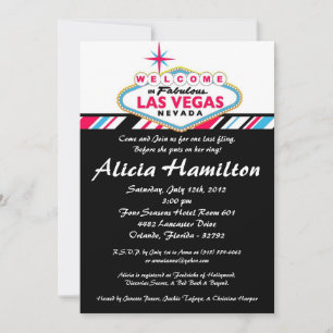 5x7 rose et bleu Las Vegas Bachelorette Invitation