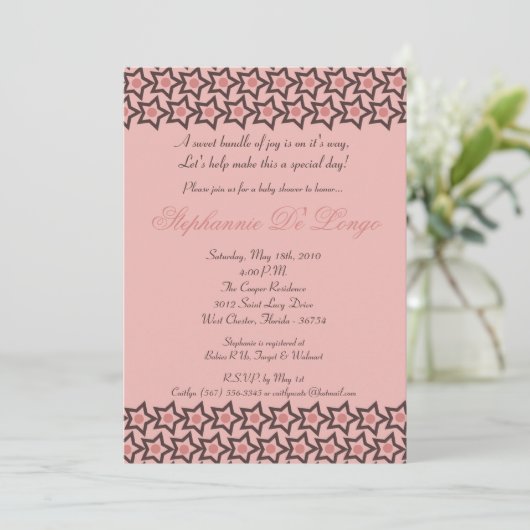 5x7 rose et Brown Rock Star Baby shower Invitation (Debout devant)