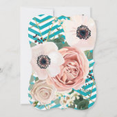 5x7 Rose géométrique Chevron Faire-part de mariage (Dos)