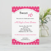 5x7 rose Polkadot doux 16 Anniversaire Invitation (Debout devant)