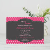 5x7 rose Polkadot doux 16 Anniversaire Invitation (Debout devant)