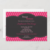 5x7 rose Polkadot doux 16 Anniversaire Invitation (Devant / Derrière)