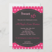 5x7 rose Polkadot doux 16 Anniversaire Invitation (Devant)