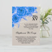 5x7 Roses bleus Quinceanera Invitation d'anniversa (Debout devant)