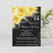 5x7 Roses Jaunes Douces 16 Invitation Anniversaire (Debout devant)