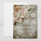 5x7 Roses Vintages Quinceanera Invitation d'annive (Devant / Derrière)