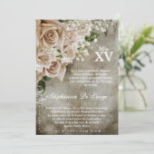 5x7 Roses Vintages Quinceanera Invitation d'annive (Debout devant)