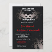 5x7 Rouge Argent Masquerade Noël Invitation (Devant)