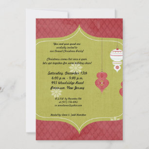 5x7 Rouge Blanc Ornements de Noël Invitation