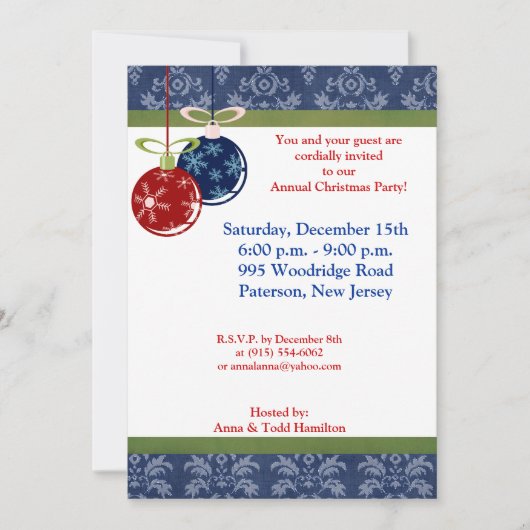 5x7 Rouge/Bleu pendants Invitation (Devant)
