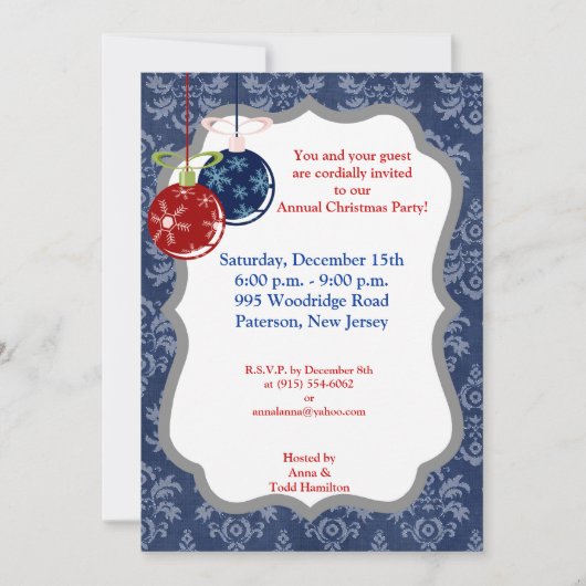 5x7 Rouge/Bleu pendants Invitation (Devant)