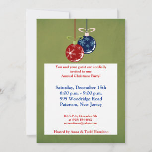 5x7 Rouge/Bleu pendants Invitation