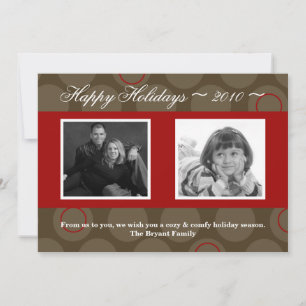 5x7 Rouge Brown Polka Poka carte de Noël