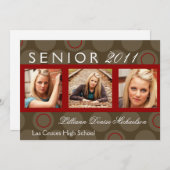 5x7 Rouge Cercle Polka Photo Faire-part principal (Devant / Derrière)