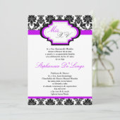 5x7 Royal Purple Damask Quinceanera Invitation (Debout devant)
