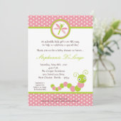 5x7 Roze Caterstone Insecte Baby shower Uitnodigin Kaart (Staand voorkant)