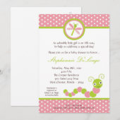 5x7 Roze Caterstone Insecte Baby shower Uitnodigin Kaart (Voorkant / Achterkant)