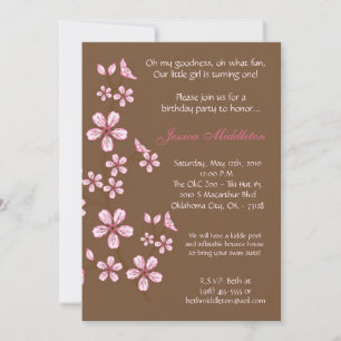 5x7 Roze Cherry Blossom Birthday Party Invitation Kaart