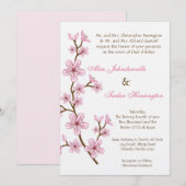 5x7 Roze Cherry Blossom Linen Wedding Uitnodiging (Voorkant / Achterkant)