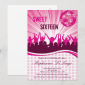 5x7 Roze Dance Party 16th Birthday Invitation Kaart (Voorkant / Achterkant)
