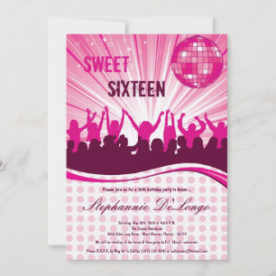 5x7 Roze Dance Party 16th Birthday Invitation Kaart