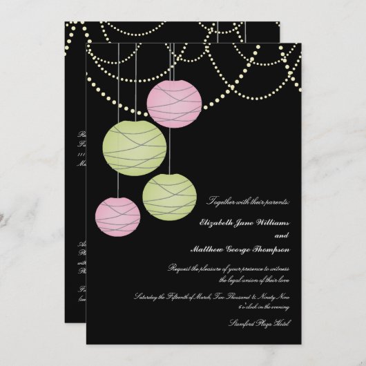 5x7 Roze en Groene Papierlampions Weddenschap uitn Kaart (Voorkant / Achterkant)