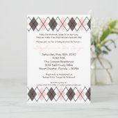 5x7 Roze Grijs Argyle Punk Baby shower Uitnodiging (Staand voorkant)