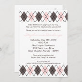 5x7 Roze Grijs Argyle Punk Baby shower Uitnodiging (Voorkant / Achterkant)