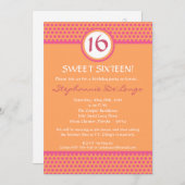 5x7 Roze & Oranje Polka Dot 16 Verjaardag Uitnodig Kaart (Voorkant / Achterkant)