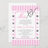 5x7 Roze Polka Dot Quinceanera Party Uitnodiging (Voorkant / Achterkant)