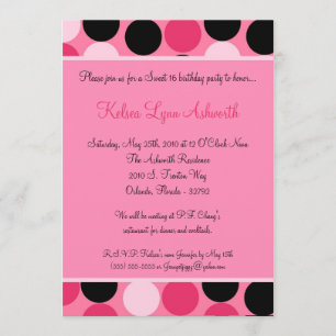 5x7 Roze Polka Dot Sweet 16 Birthday Uitnodiging