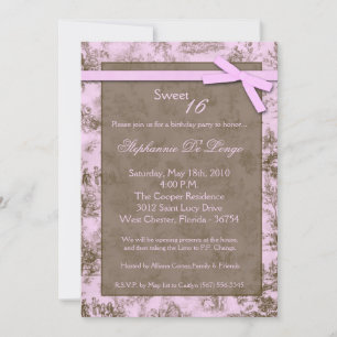 5x7 Roze ToileFabric Sweet 16 Aannodiging van 16 d Kaart